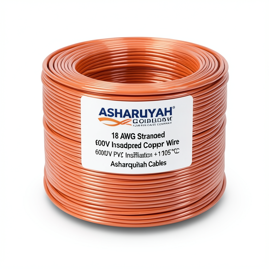 سلك 18 AWG نحاس مجدول 600 فولت عزل PVC +105°C برتقالي | شركة كابلات الشرقية للصناعة