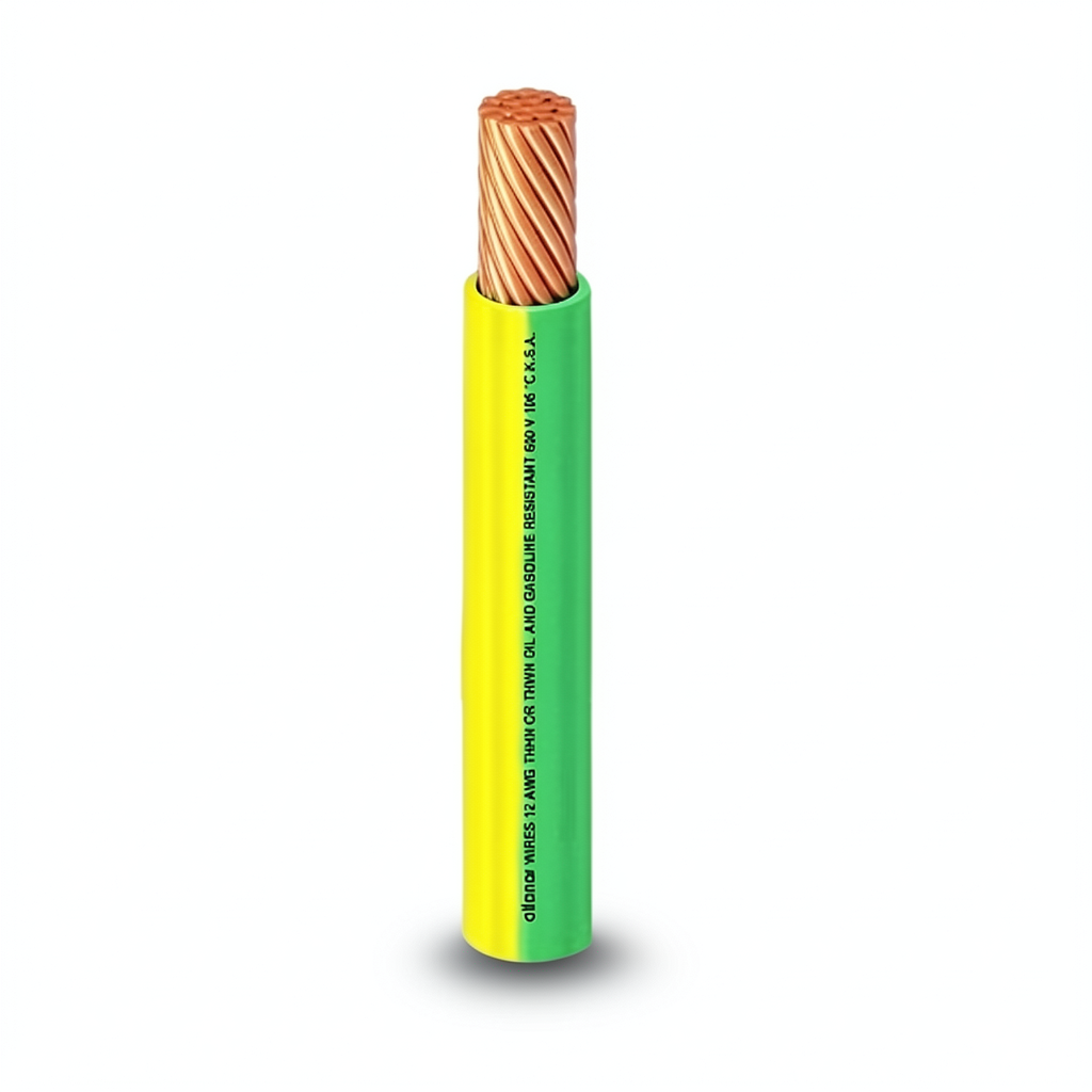 THHN/THWN Copper Cable PVC 105°C Insulation Diameter 3.9 MM 600 Volt 500 Feet Yellow with Green | Al Fanar