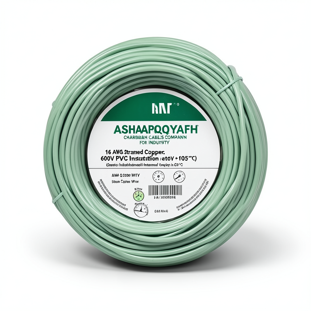 16 AWG Stranded Copper Wire, 600V PVC Insulation (+105°C) Green | Asharqiyah Cables Company for Industry
