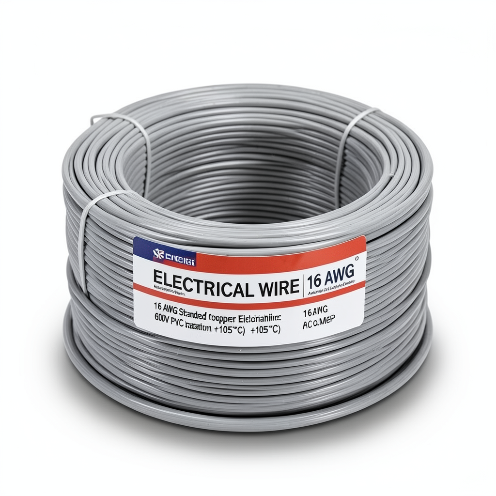 لفة سلك كهرباء 16 AWG نحاس مجدول معزول PVC +105°C، جهد 600 فولت، رمادي | شركة كابلات الشرقية للصناعة