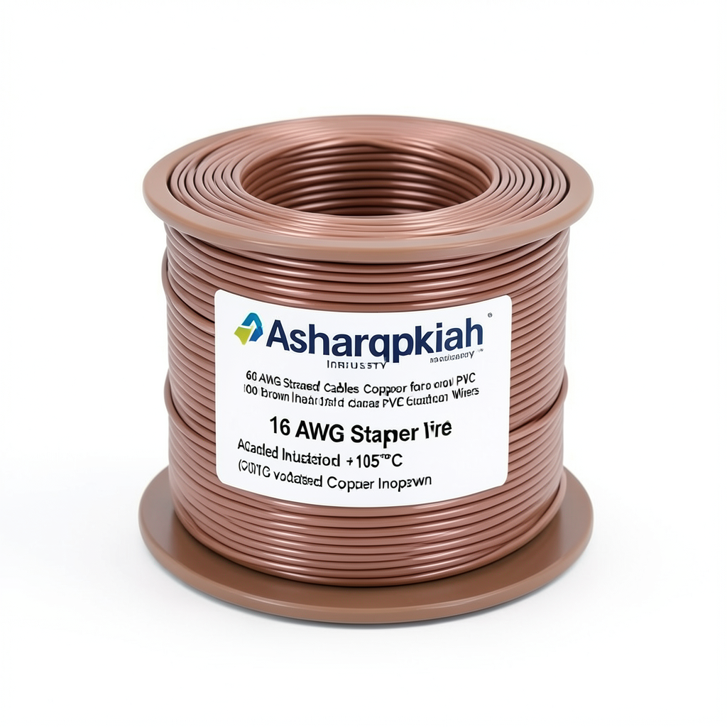 لفة سلك 16 AWG نحاس مجدول جهد 600 فولت عزل PVC +105°C بني | شركة كابلات الشرقية للصناعة