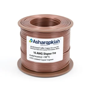 لفة سلك 16 AWG نحاس مجدول جهد 600 فولت عزل PVC +105°C بني | شركة كابلات الشرقية للصناعة