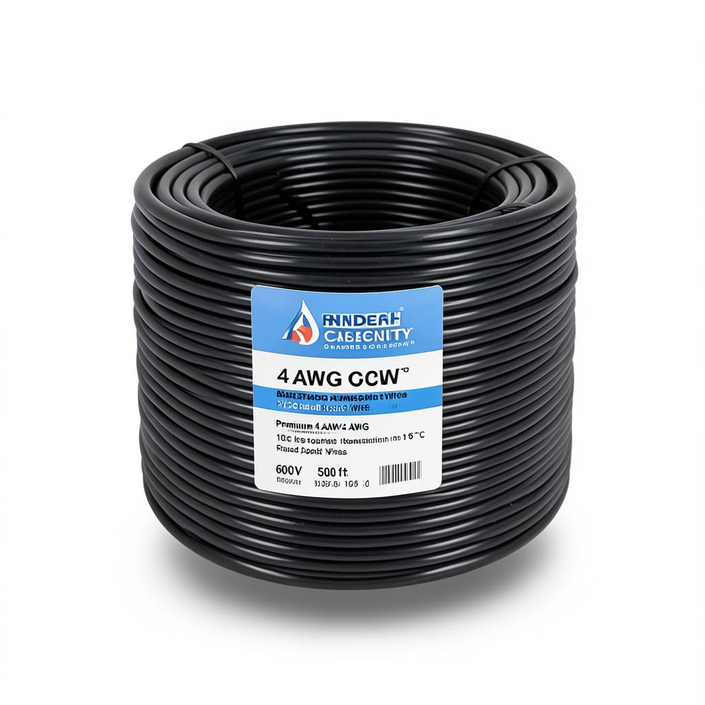 سلك امريكي 4 AWG نحاس مجدول معزول PVC 105°C أسود، 600 فولت، 500 قدم | شركة كابلات الشرقية للصناعة