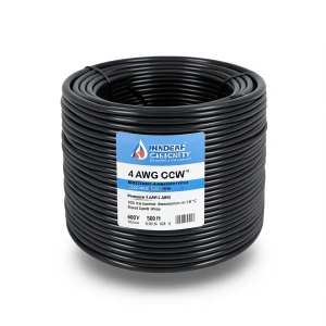 سلك امريكي 4 AWG نحاس مجدول معزول PVC 105°C أسود، 600 فولت، 500 قدم | شركة كابلات الشرقية للصناعة