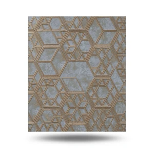 Spanish Wallpaper Gray With Gold Geometric Design, Size 10mx0.53m