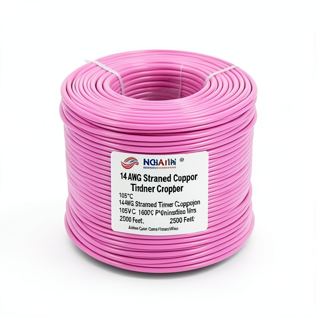 لفة سلك نحاس مجدول 14 AWG مطلي بالقصدير، عزل PVC 105°C، زهرى، 600 فولت، طول 2500 قدم | شركة كابلات الشرقية للصناعة