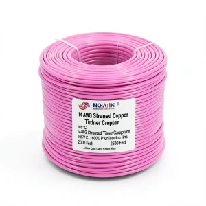 لفة سلك نحاس مجدول 14 AWG مطلي بالقصدير، عزل PVC 105°C، زهرى، 600 فولت، طول 2500 قدم | شركة كابلات الشرقية للصناعة
