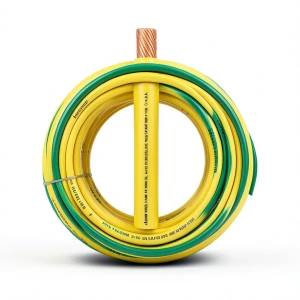 كابل نحاس THHN/THWN معزول PVC 105° موديل PVC 105 قطر 2.5 مم 600 فولت طول 500 قدم أصفر مع الأخضر | شركة الفنار