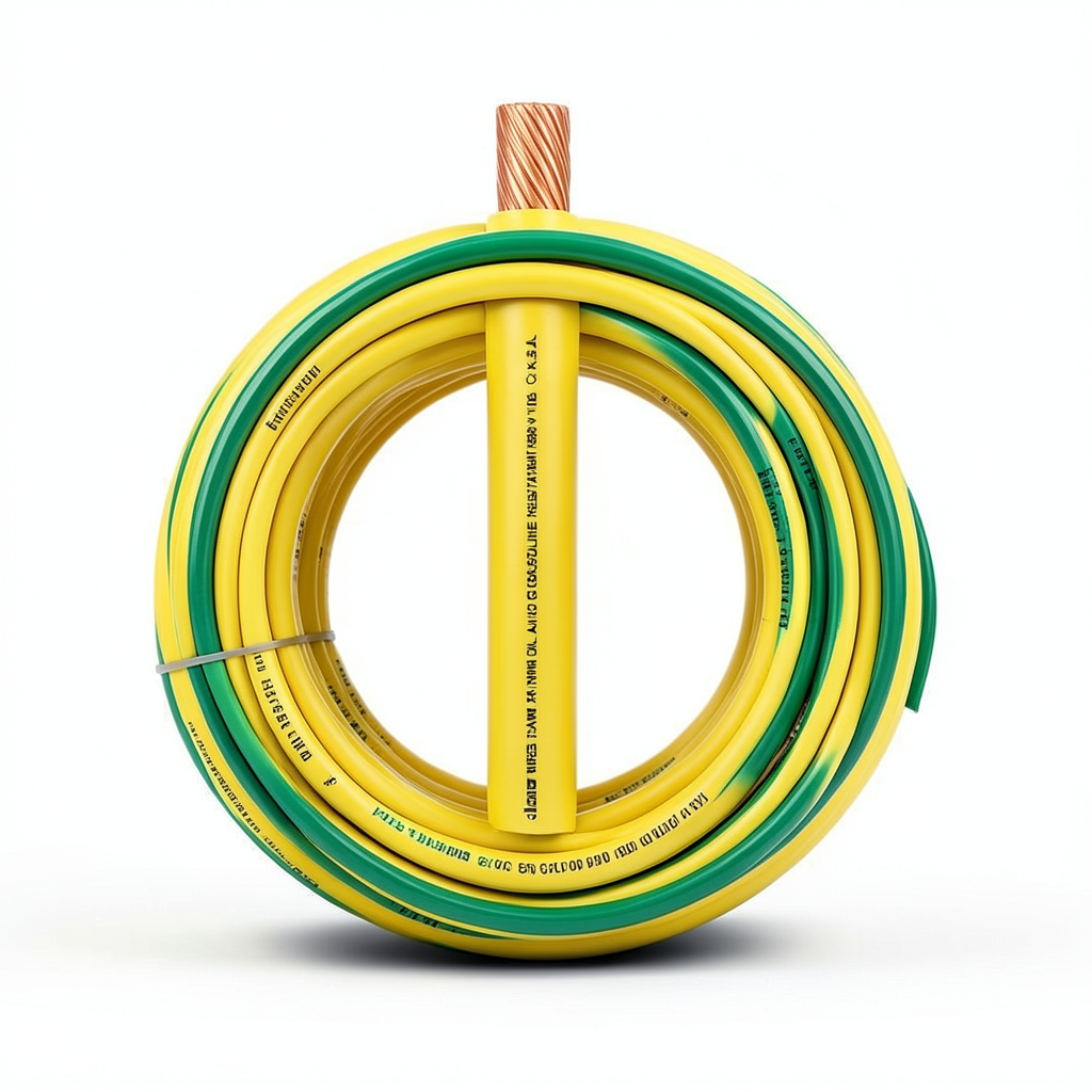كابل نحاس THHN/THWN معزول PVC 105° موديل PVC 105 قطر 2.5 مم 600 فولت طول 500 قدم أصفر مع الأخضر | شركة الفنار