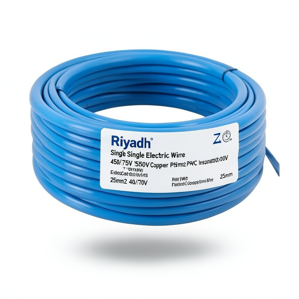 سلك كهرباء مفرد نحاس مرن 25 ملم2 450/750 فولت معزول PVC أزرق | مجموعة كابلات الرياض
