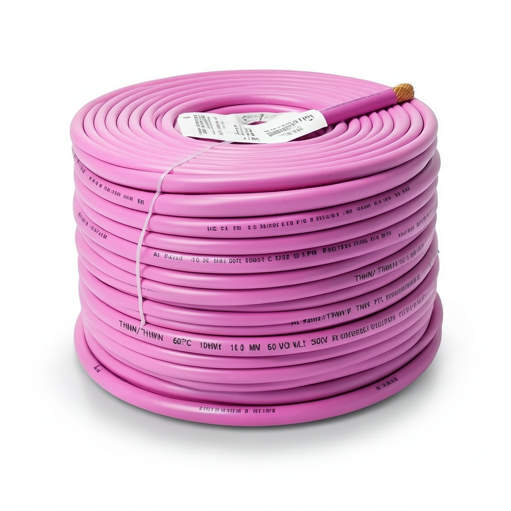 كابل نحاس THHN/THWN معزول PVC 105° قطر 10.0 مم 600 فولت 500 قدم وردي | شركة الفنار