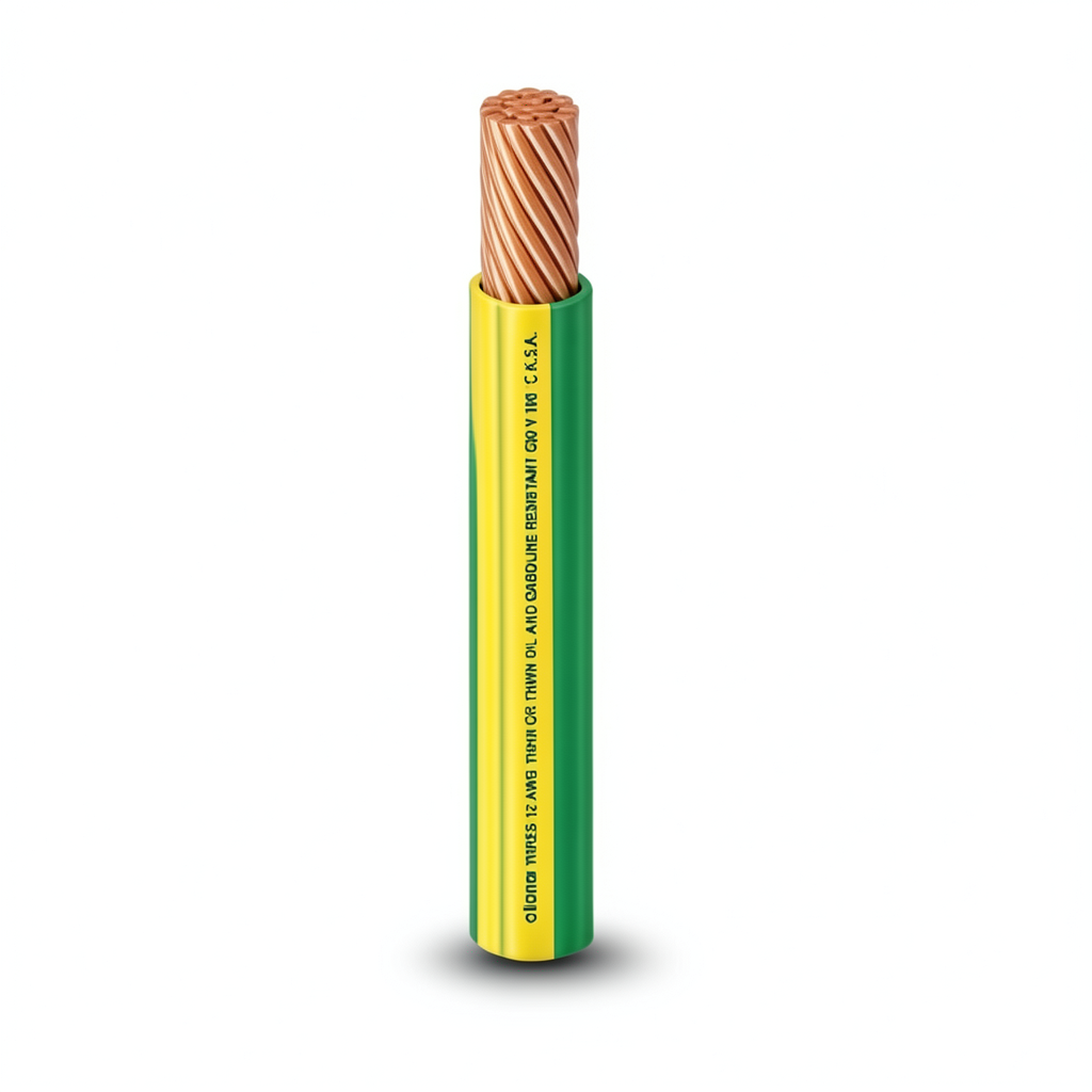 كابل نحاس THHN/THWN قطر 3.4 مم معزول PVC 105° 600 فولت طول 500 قدم اصفر مع الاخضر | شركة الفنار