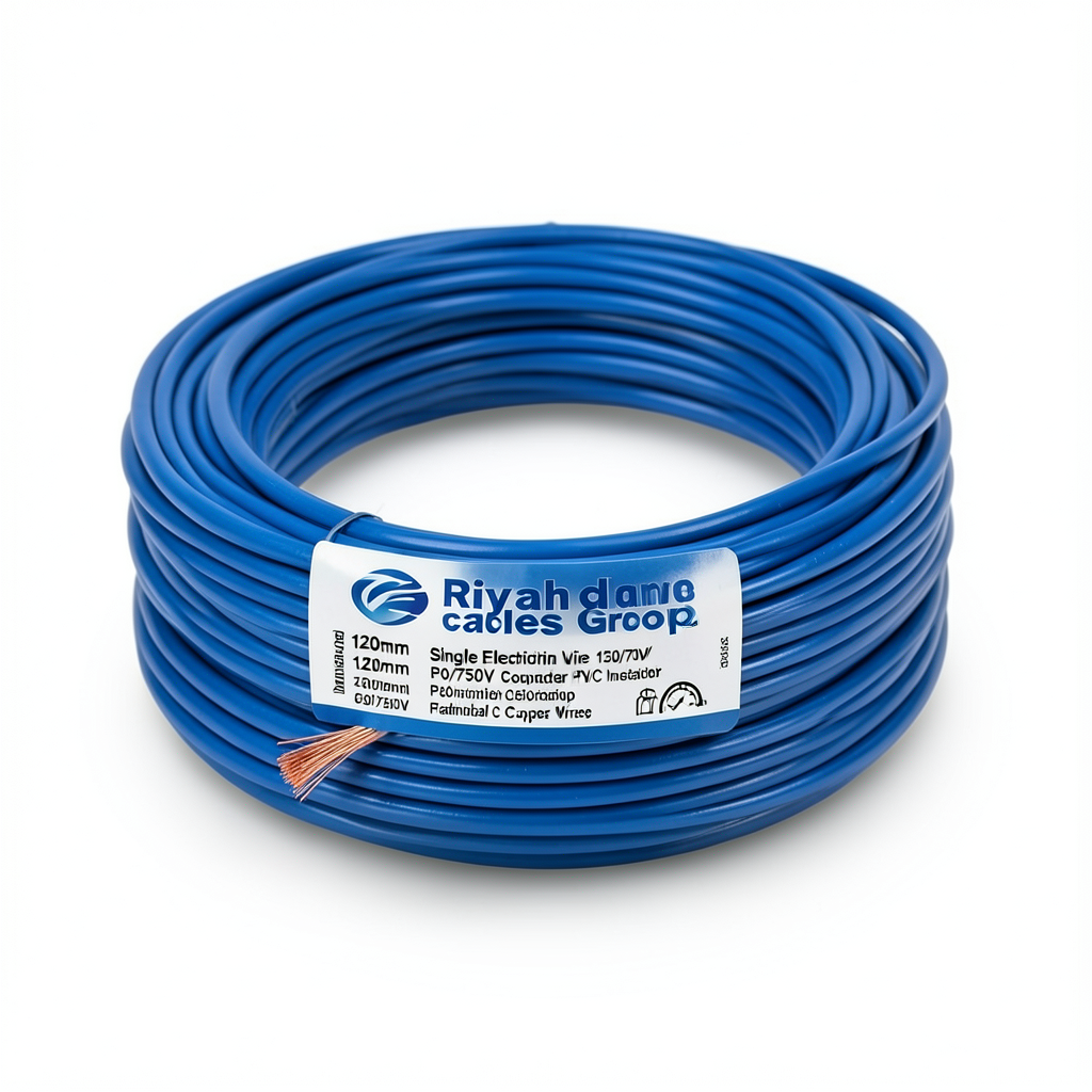 Flexible Single Electrical Wire 120mm 450/750V Copper Conductor PVC Insulated Blue | Riyadh Cables Group