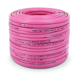 كابل نحاس THHN/THWN معزول بماده PVC 105° قطر 15.1 مم 600 فولت طول 500 قدم اللون وردي | شركة الفنار