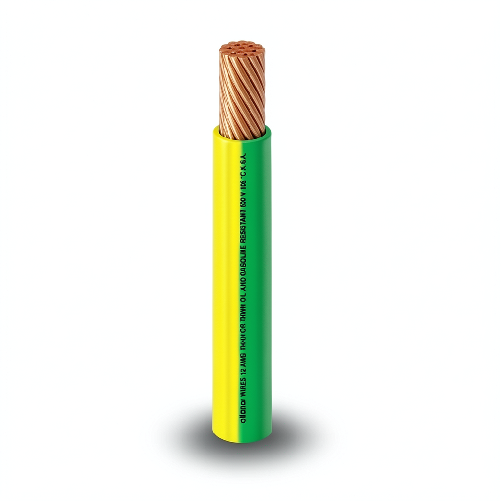 THHN/THWN Copper Cable PVC 105°C Insulation Diameter 6.4 MM 600 Volt 500 Feet Yellow with Green | Al Fanar