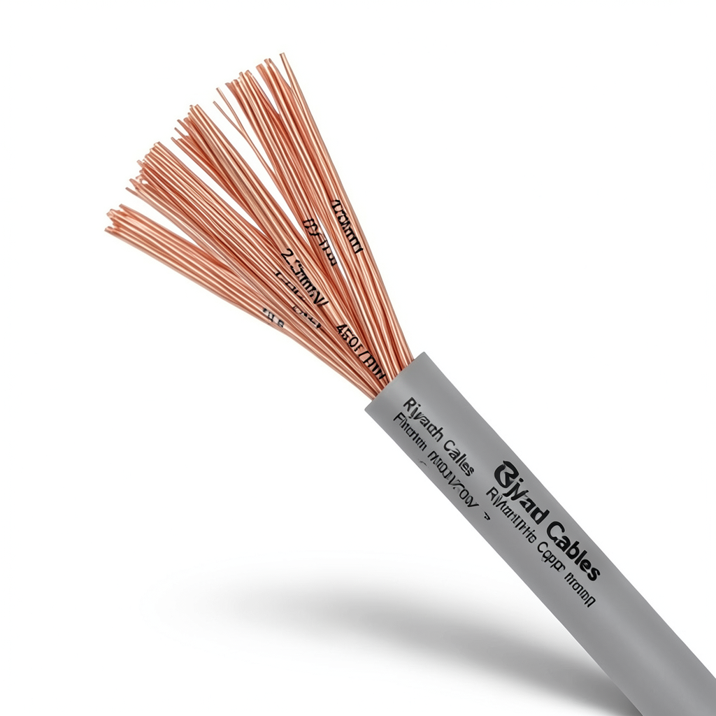 سلك نحاس شعر 2.5mm جهد 450/750 فولت عزل PVC سماكة 0.8mm لون رمادي | كابلات الرياض مجموعة كابلات الرياض