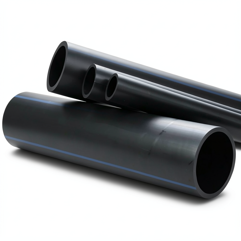 انابيب HDPE ضغط اسمي 20 بار PE 100، قطر خارجي 315 مم SDR 9، لون اسود