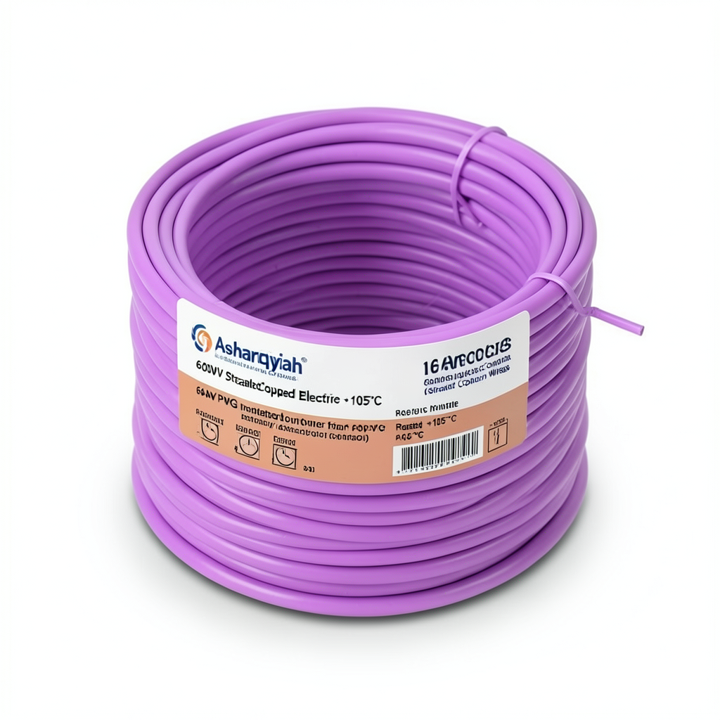سلك كهرباء 16 AWG نحاس مجدول عزل PVC +105°C بنفسجي، 600 فولت | شركة كابلات الشرقية للصناعة