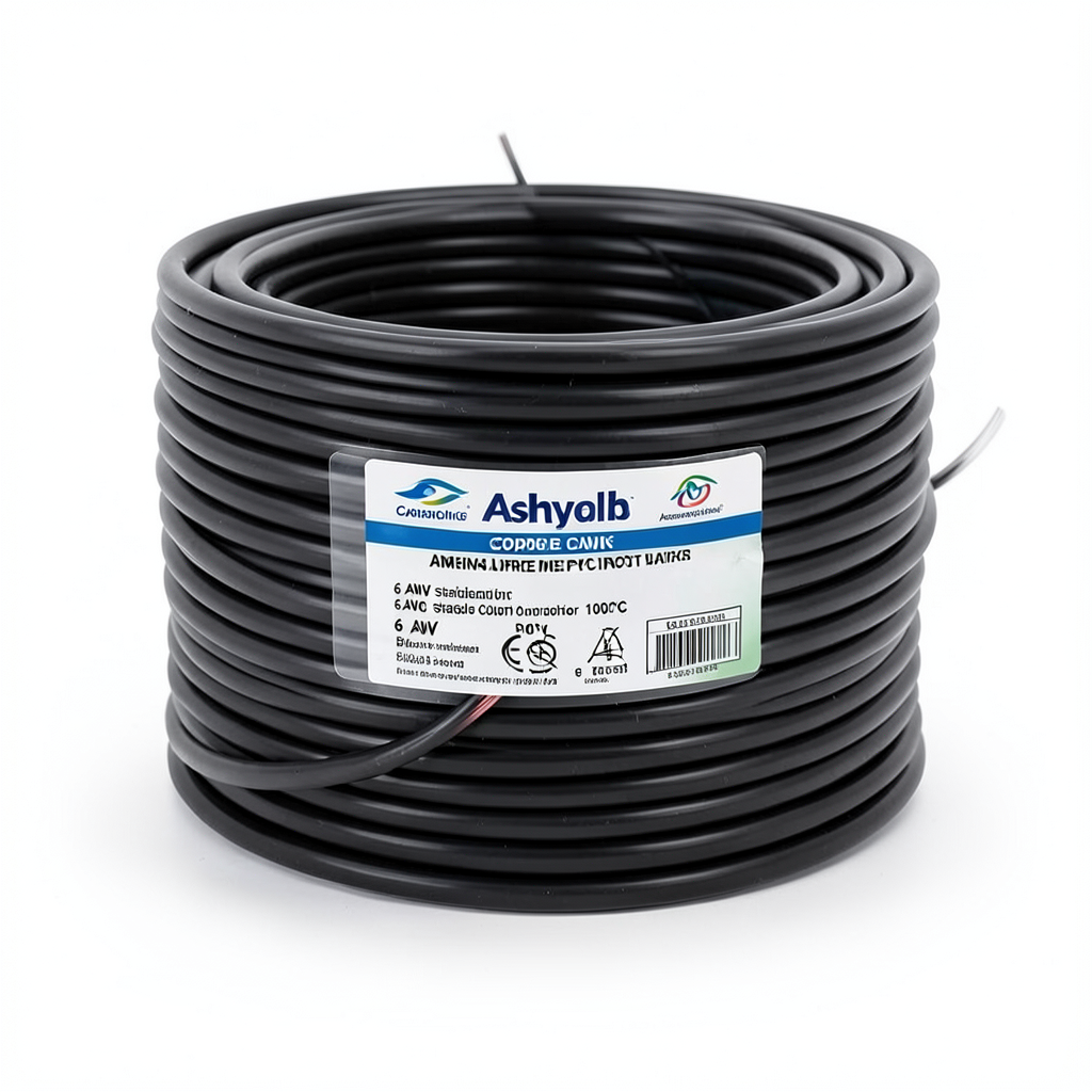 لفة سلك كهرباء امريكي 6 AWG نحاس مجدول عزل PVC 105°C أسود 600 فولت 500 قدم | شركة كابلات الشرقية للصناعة