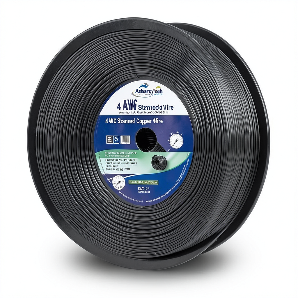 4 AWG Stranded Copper American Electric Wire, PVC Insulation 105°C, Black, 600V, 500 ft | Asharqiyah Cables Company for Industry