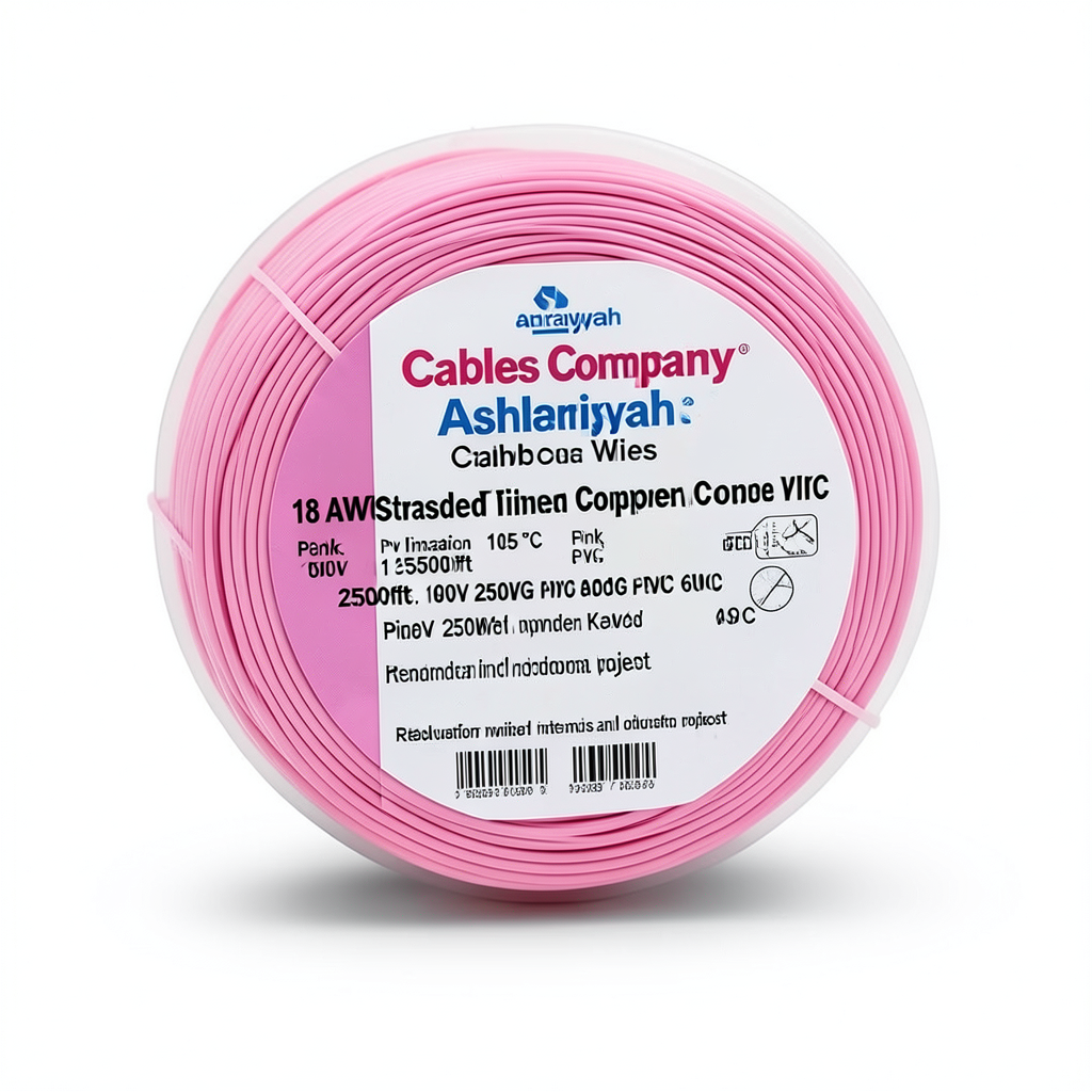 سلك نحاس مجدول 18 AWG مطلي بالقصدير، عزل PVC 105°C، زهرى، 600 فولت، 2500 قدم | شركة كابلات الشرقية للصناعة