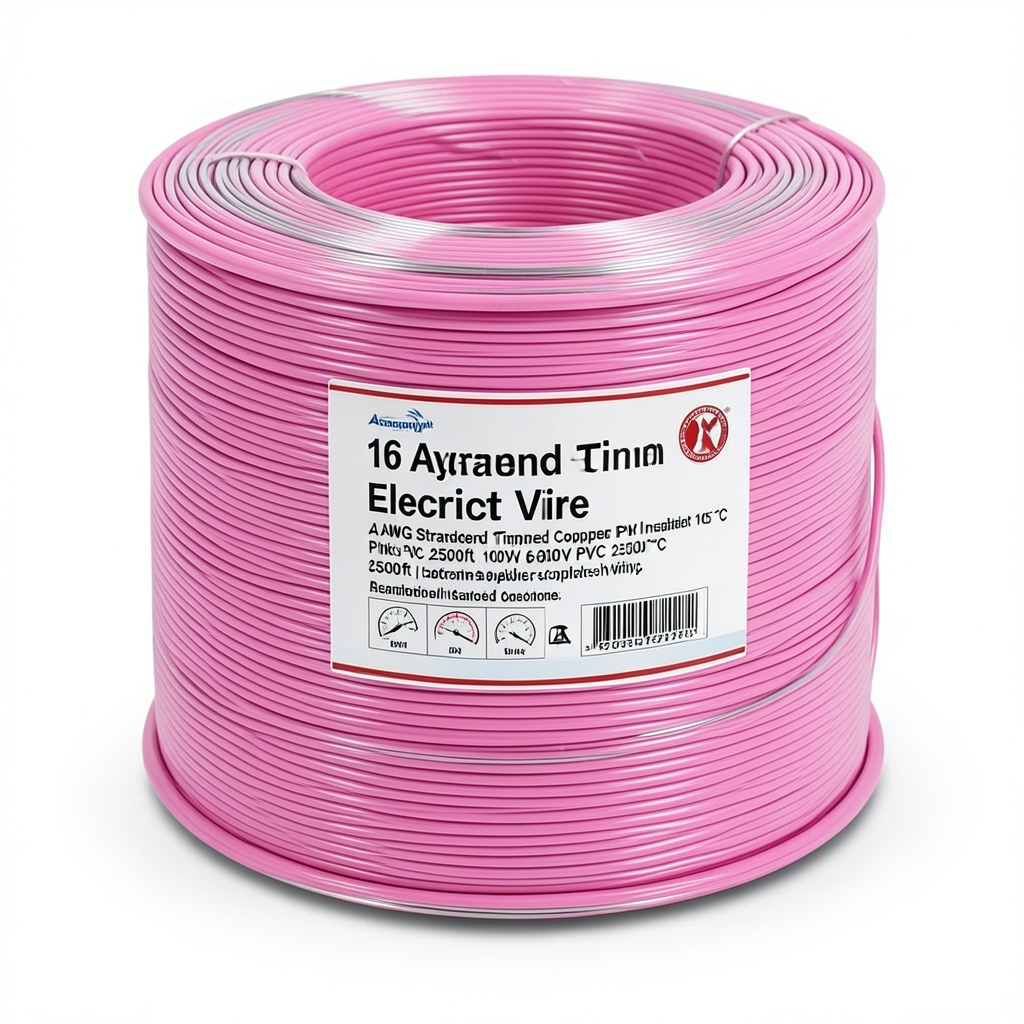 سلك كهرباء نحاس مجدول 16 AWG مطلي بالقصدير، معزول PVC 105°C، زهرى، 600 فولت، 2500 قدم | شركة كابلات الشرقية للصناعة