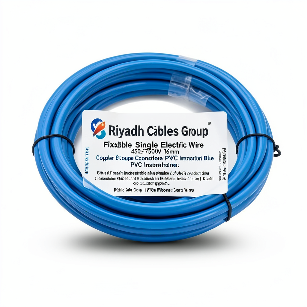لفة سلك مفرد نحاس شعر 16mm 450/750 فولت عزل PVC أزرق | مجموعة كابلات الرياض