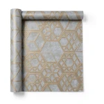 Spanish Wallpaper Gray With Gold Geometric Design, Size 10mx0.53m