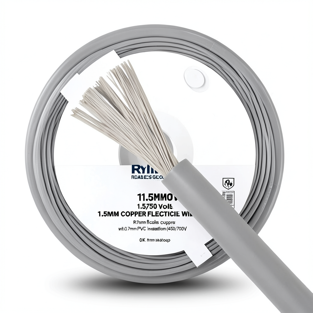 1.5mm Copper Flexible Electric Wire 450/750 volts, PVC Insulation 0.7mm Thick, Gray Color | Riyadh Cables Group