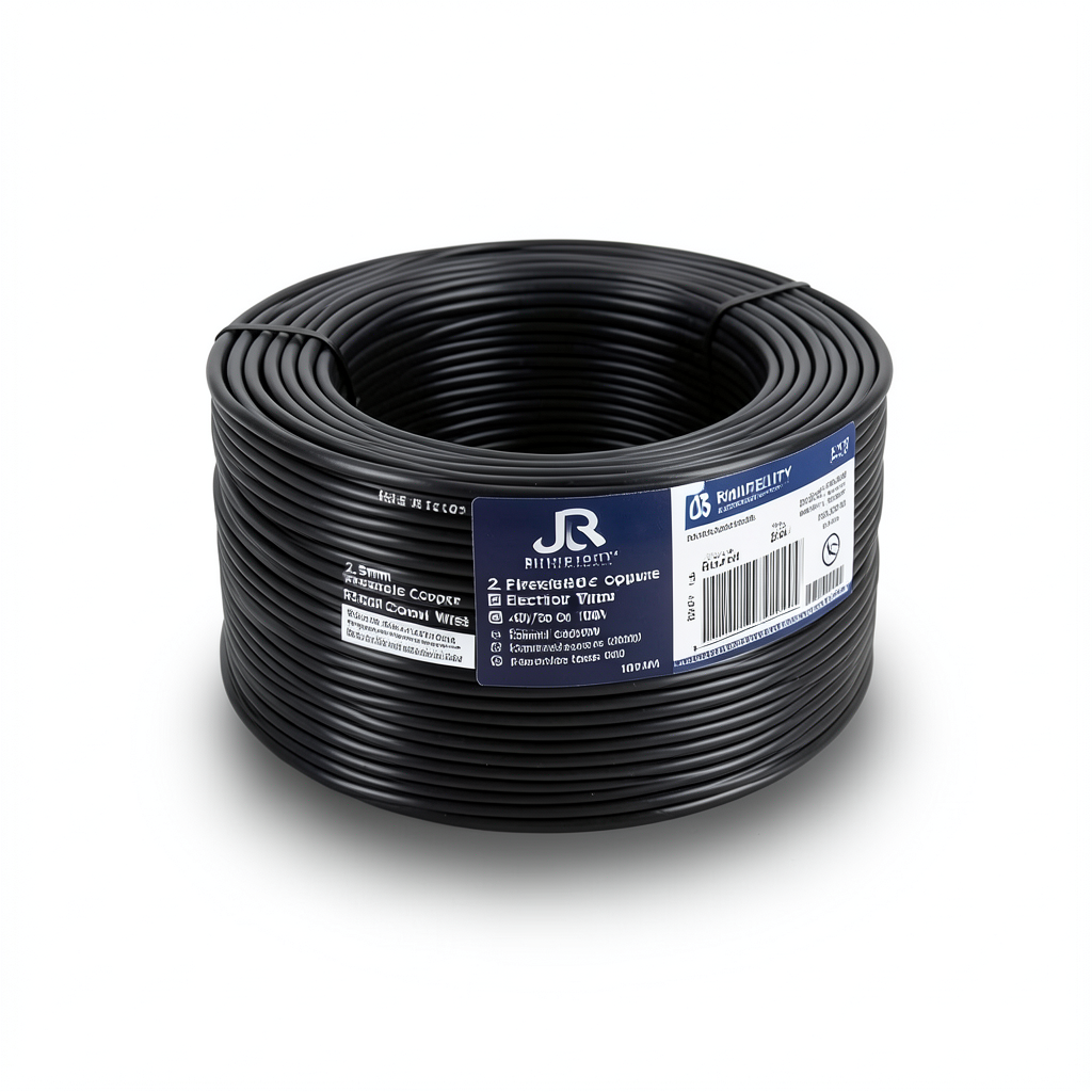 2.5mm Flexible Copper Electric Wire 450/750V, 100m Coil, Black | Riyadh Cables Group