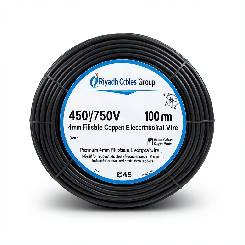 4mm Flexible Copper Electrical Wire, 450/750V, 100m Coil, Black | Riyadh Cables Group