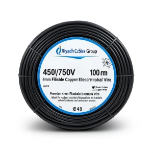 4mm Flexible Copper Electrical Wire, 450/750V, 100m Coil, Black | Riyadh Cables Group