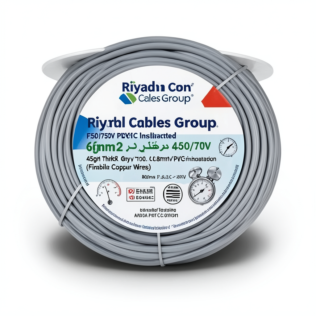 سلك نحاس شعر 6 مم2 450/750 فولت عزل PVC سماكة 0.8 مم لون رمادي | مجموعة كابلات الرياض