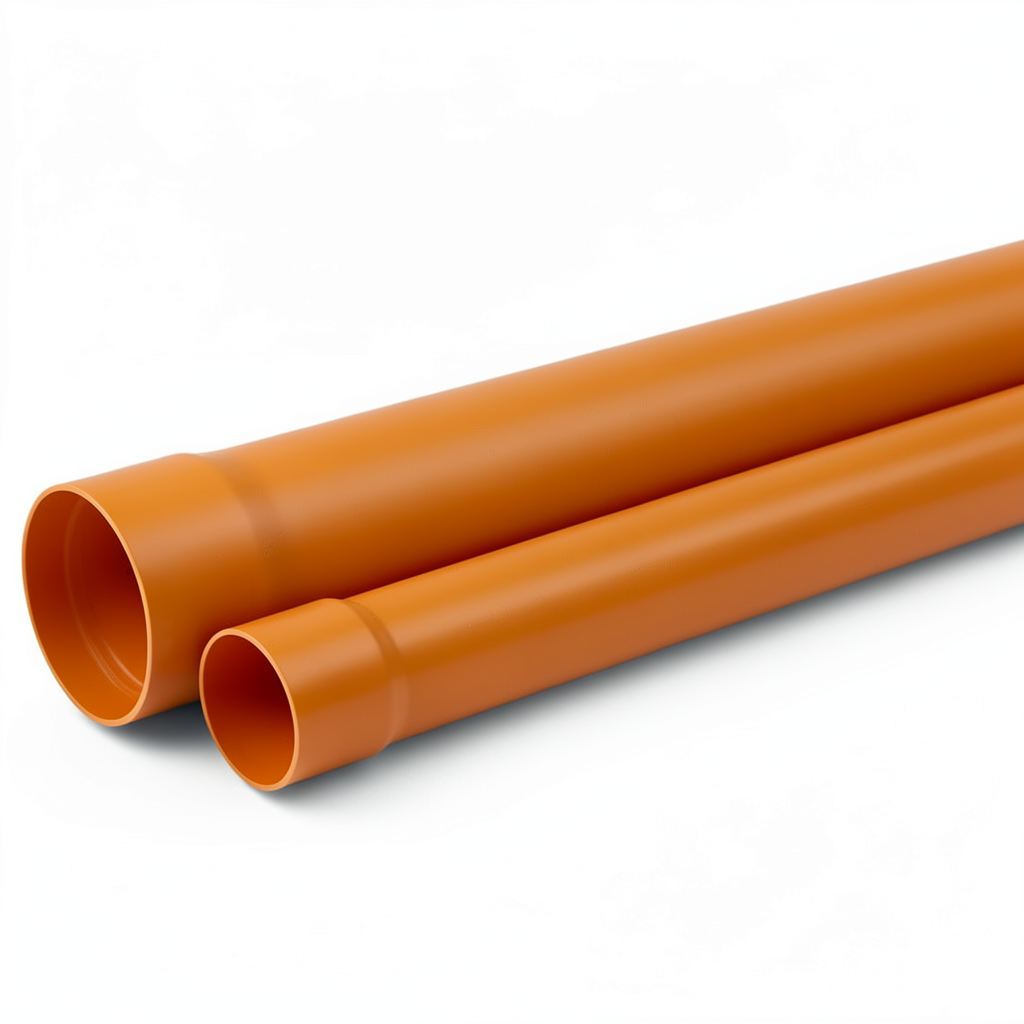 UPVC Plastic Pipe 4 inch Size 6.10 mm Thickness 200 psi Pressure Orange Brown