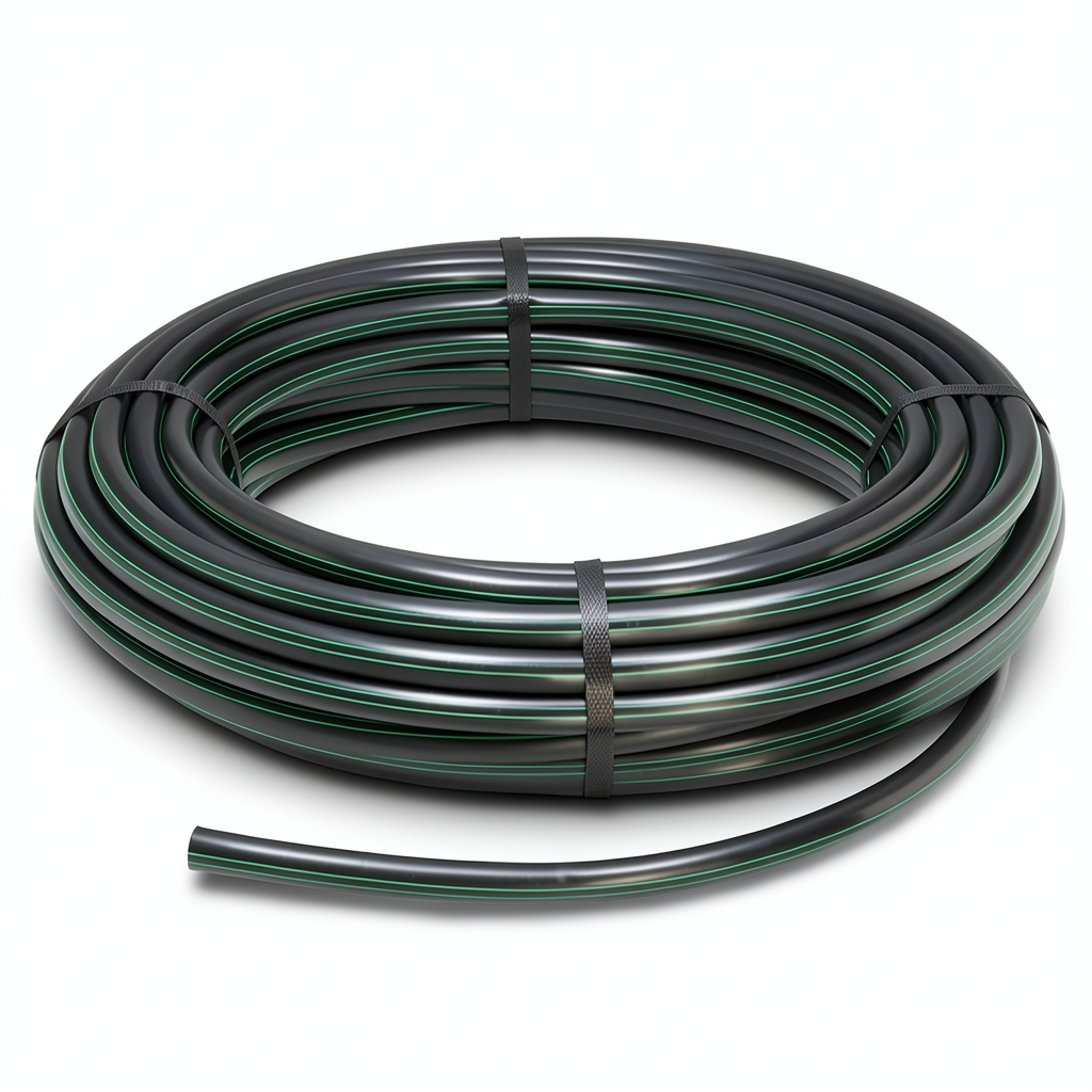 HDPE Plastic Coil Pipe PN 15.7 Bar PE 63, 110 mm Diameter, SDR 6, Black