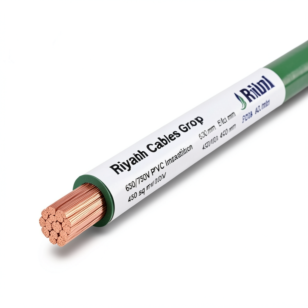لفة سلك مجدول نحاس 630 ملي 450/750 فولت، عزل PVC لون أخضر | مجموعة كابلات الرياض