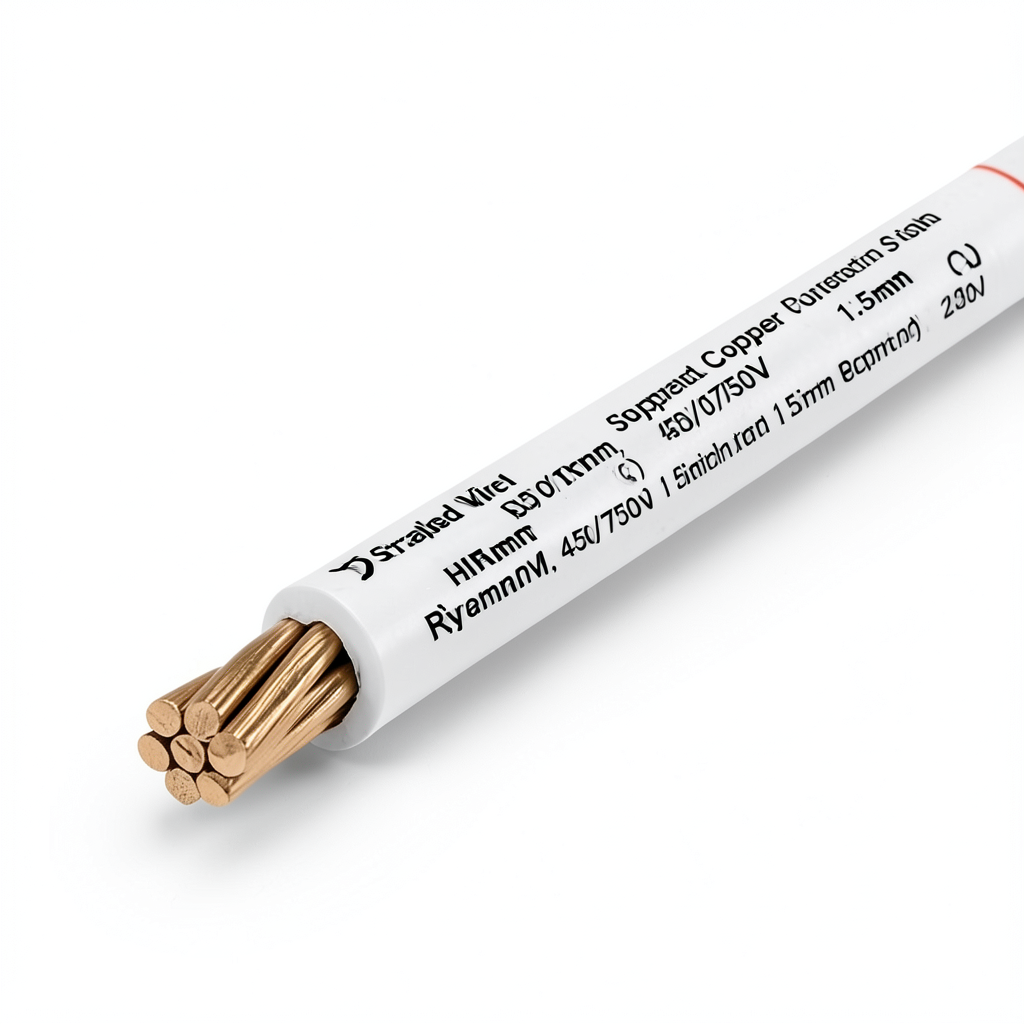 سلك مجدول 1.5 ملي 450/750 فولت، موصل نحاس، عزل PVC لون ابيض | مجموعة كابلات الرياض