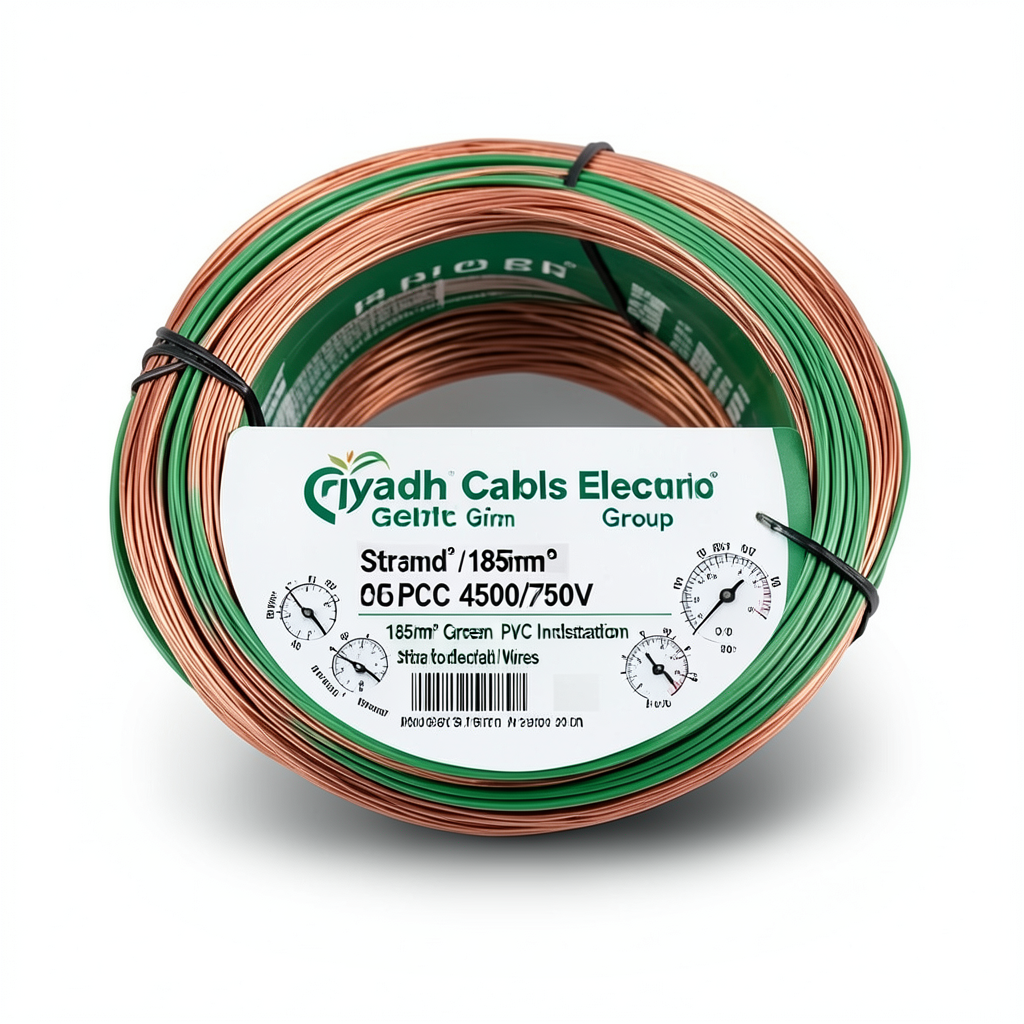 Copper Stranded Electric Wire 185mm 450/750V PVC Insulated Green | Riyadh Cables Group