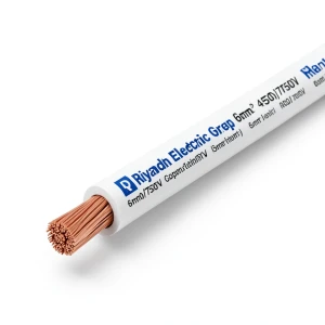 لفة سلك كهرباء مجدول 6 مم2 450/750 فولت، موصل نحاس، عزل PVC لون أبيض | مجموعة كابلات الرياض