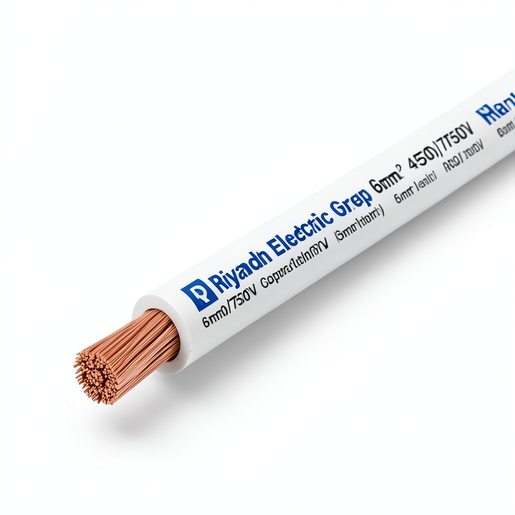 Stranded Electric Wire 6mm² 450/750V Copper Conductor PVC Insulation White | Riyadh Cables Group