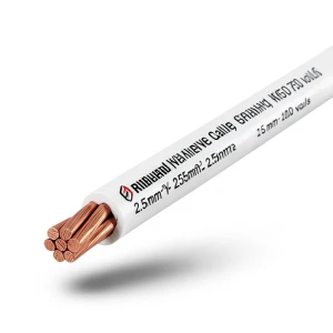 سلك مجدول 2.5 مم2 450/750 فولت، موصل نحاس، عزل PVC، لون أبيض | كابلات الرياض مجموعة كابلات الرياض