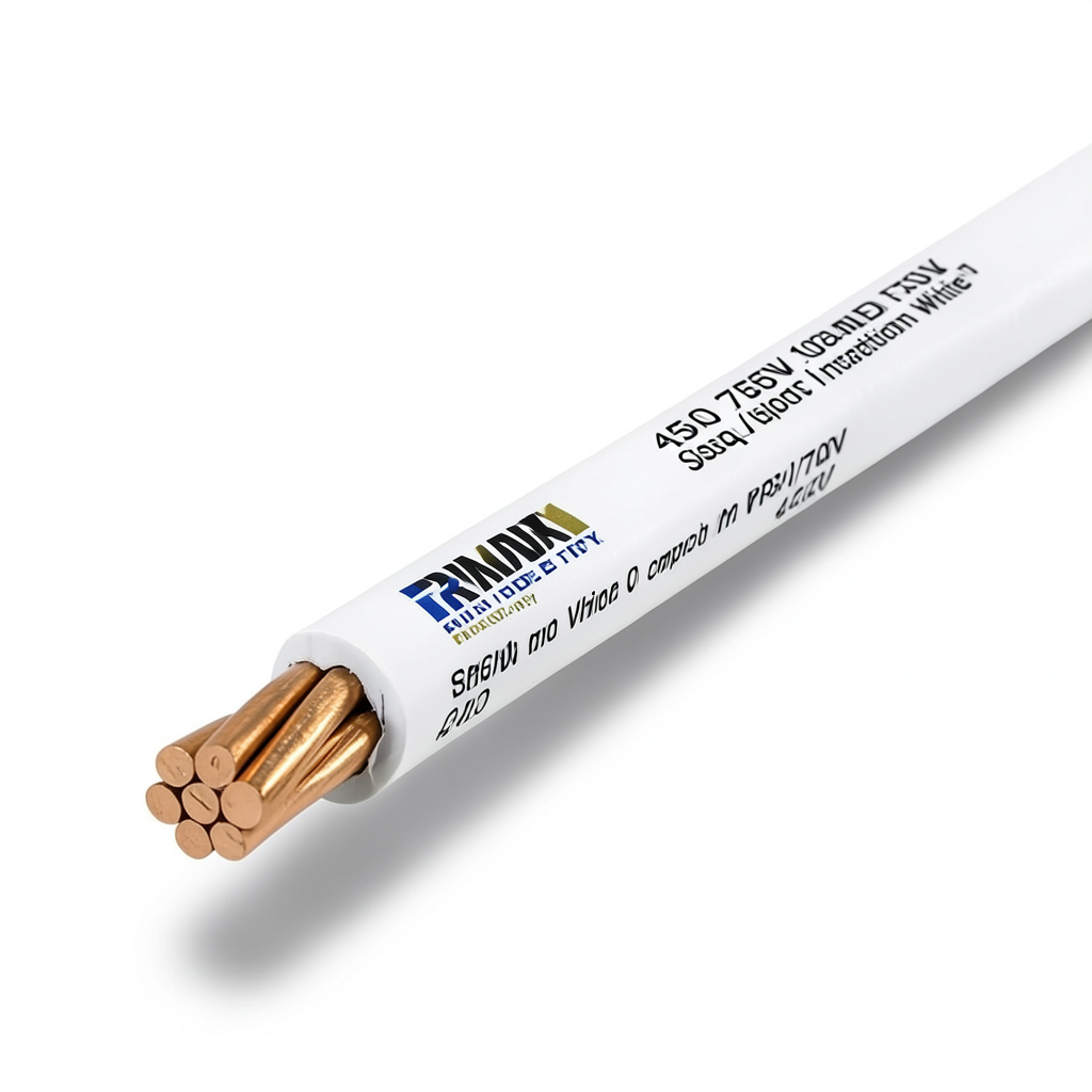 سلك مجدول 10 ملم 450/750 فولت، موصل نحاس، عزل PVC لون ابيض | مجموعة كابلات الرياض