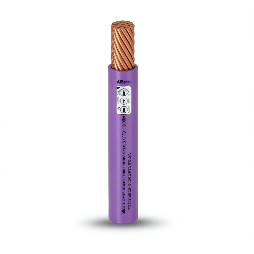 كابل نحاس THHN/THWN معزول PVC 105° قطر 8.8 مم 600 فولت طول 500 قدم بنفسجي | شركة الفنار