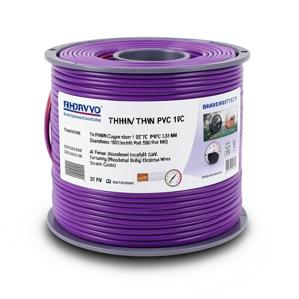 كابل نحاس THHN/THWN معزول PVC 105° قطر 13.8 مم 600 فولت 500 قدم بنفسجي | شركة الفنار