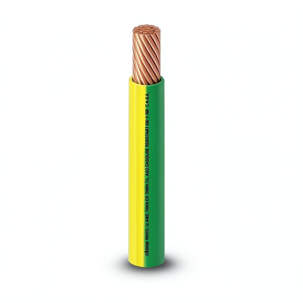 كابل نحاس THHN/THWN قطر 3.8 مم معزول PVC 105° أصفر مع أخضر | شركة الفنار