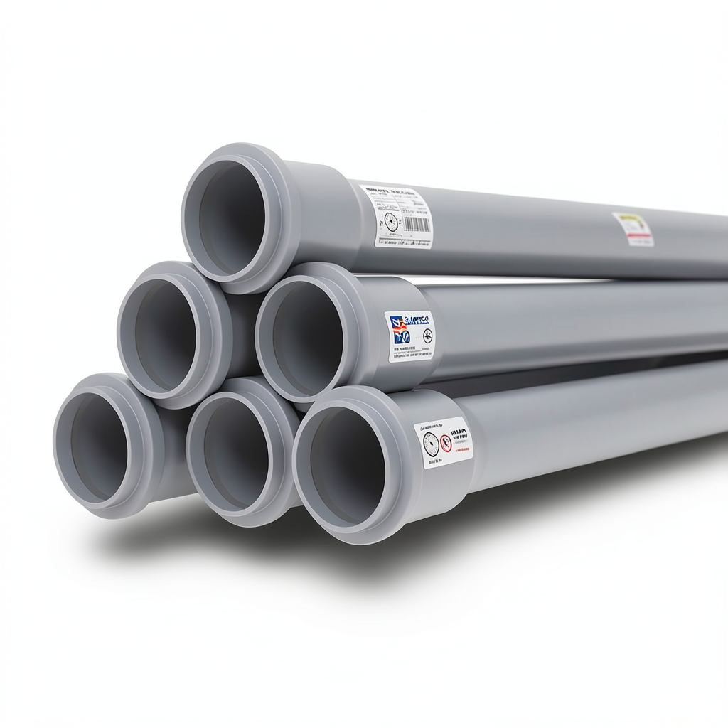 UPVC Pipes PN 4 Bar Size 225 mm Thickness 4.5 mm Gray Color | SAPPCO