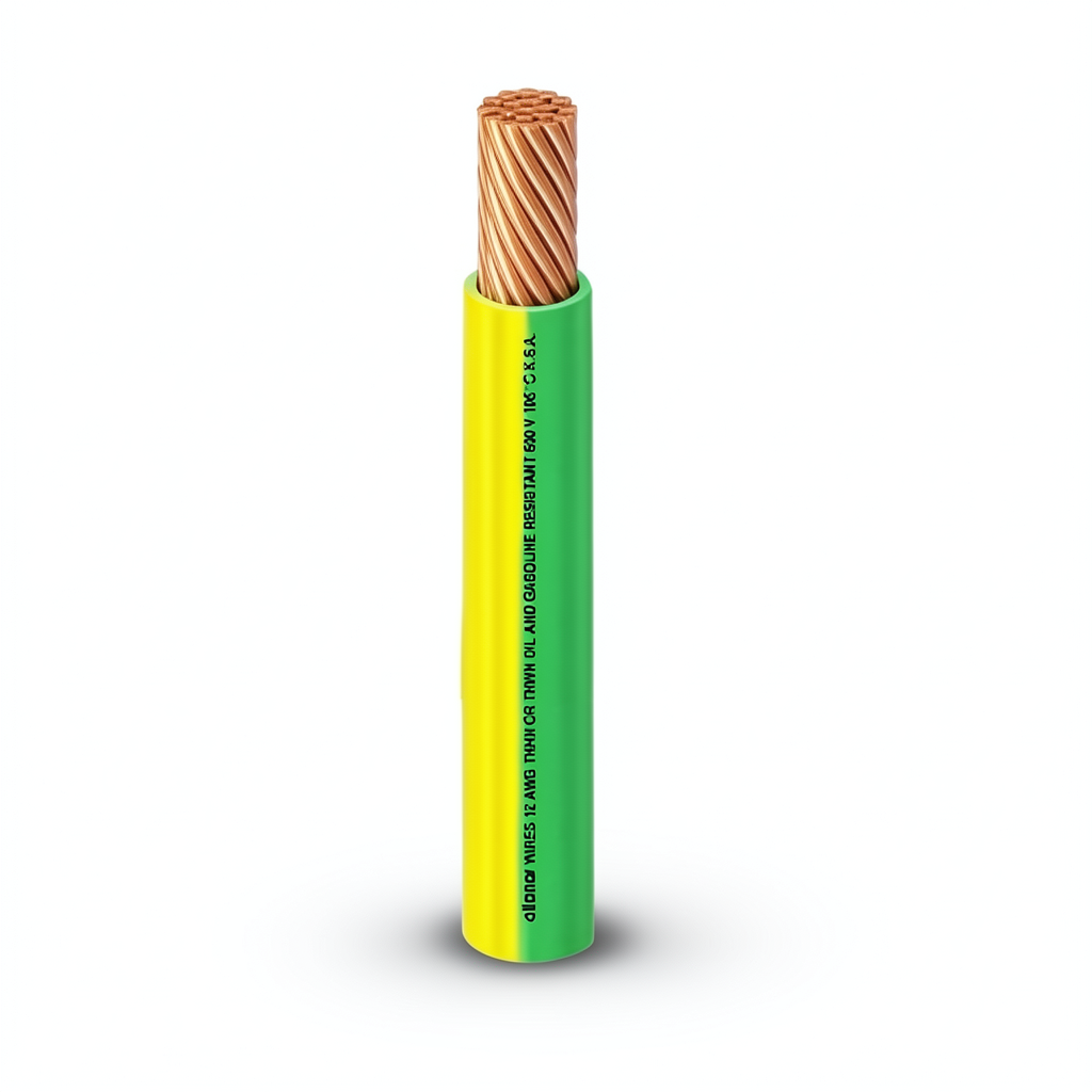 THHN/THWN Copper Cable PVC 105°C Insulation Diameter 4.4 MM 600 Volt 2500 feet Yellow with Green | Al Fanar