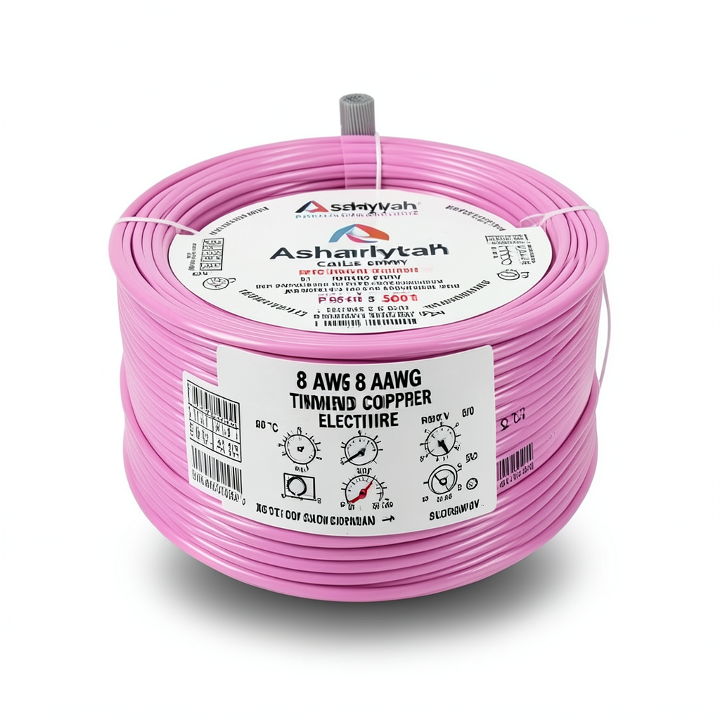 سلك كهرباء نحاس مجدول 8 AWG مطلي بالقصدير، معزول PVC (105°C)، زهرى، 600 فولت، 500 قدم | شركة كابلات الشرقية للصناعة