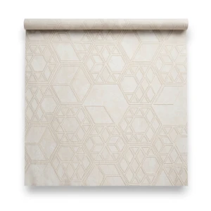 Spanish Wallpaper Pale Beige Color Geometric Design, Size 10mx0.53m