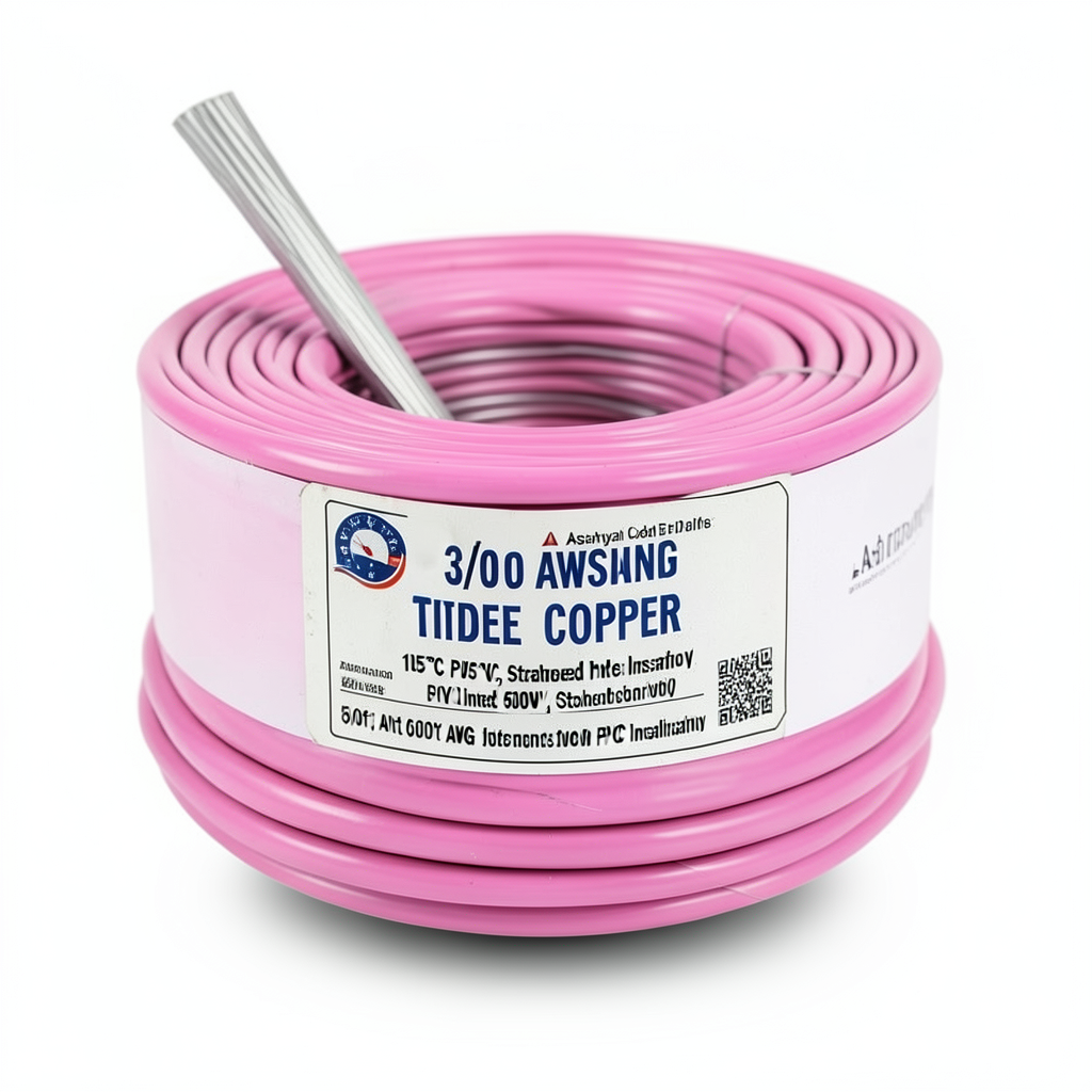 سلك كهرباء نحاس مجدول 3/0 AWG مطلي بالقصدير، معزول PVC 105°C، زهرى، 600 فولت، 500 قدم | شركة كابلات الشرقية للصناعة
